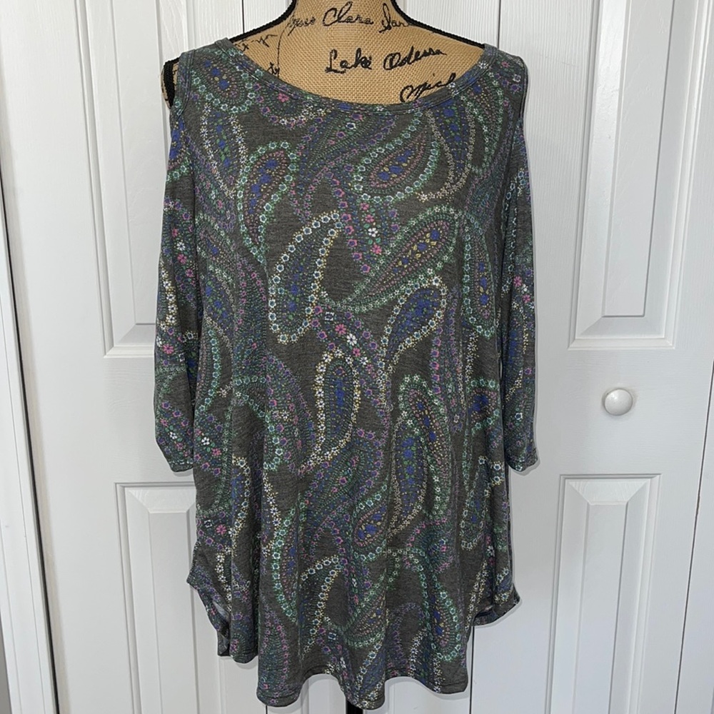 NWOT Mittoshop Charcoal Gray Open Shoulder Top